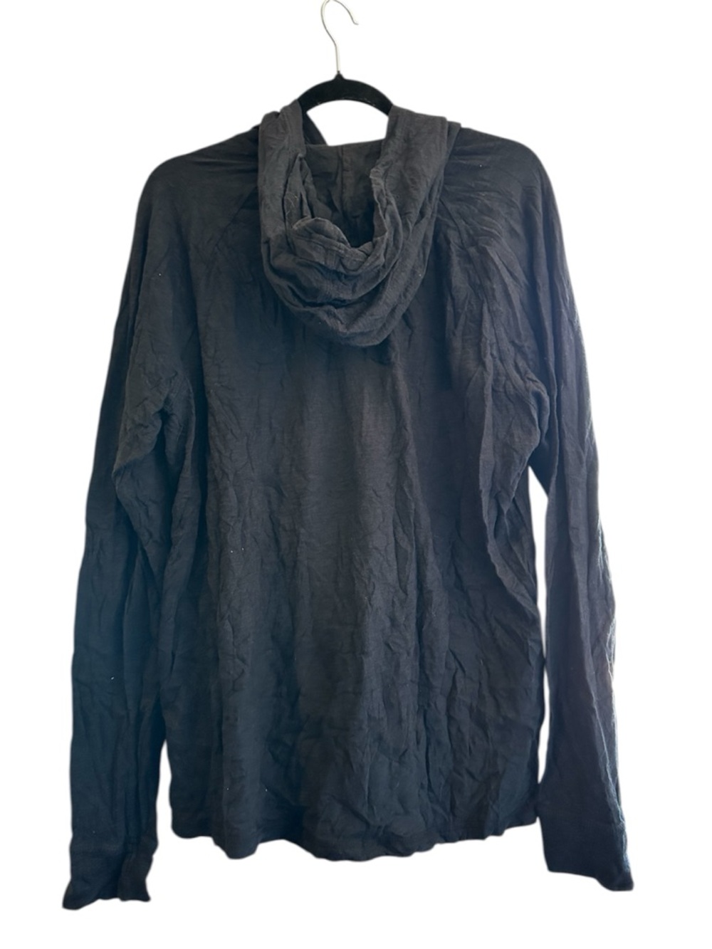 Wrangler Black Long-Sleeve Hooded Henley Shirt with Front Pocket - Picture 2 of 3